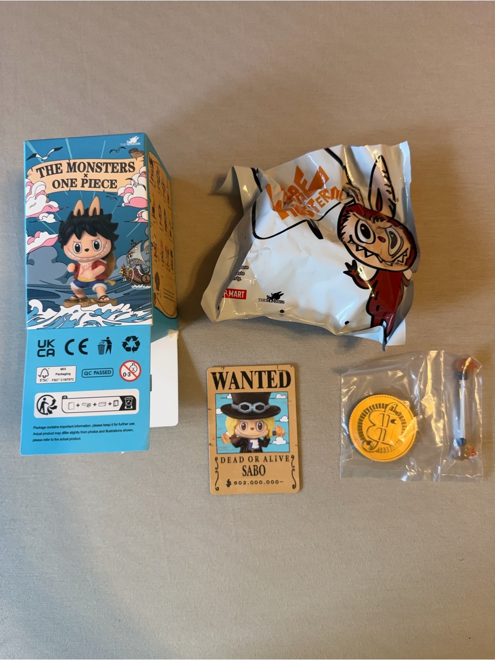 POP MART The Monsters One Piece Blind Box Sabo Opened Box but New in Bag